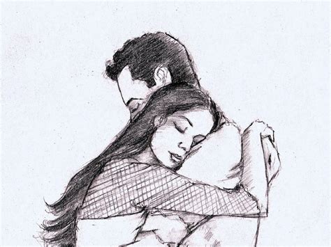 Romantic Hug Pencil Sketches