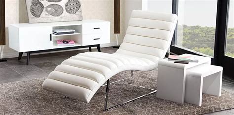 white faux leather channel tufted modern chaise lounge chair luxurious living room furniture ...