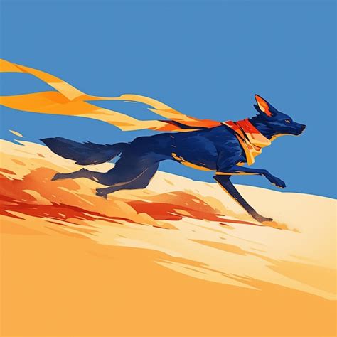 Premium Vector | Azawakh Running in the Desert