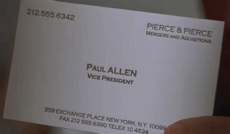 The Business Cards Of American Psycho | Hoban Cards within Paul Allen Business Card Template ...