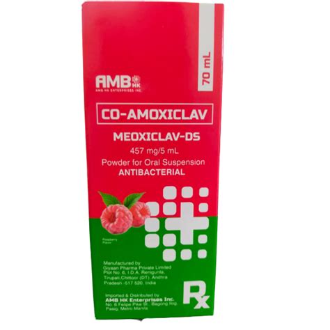 MEOXICLAV-DS Co-Amoxiclav 457mg / 5mL Powder for Oral Suspension 70mL ...