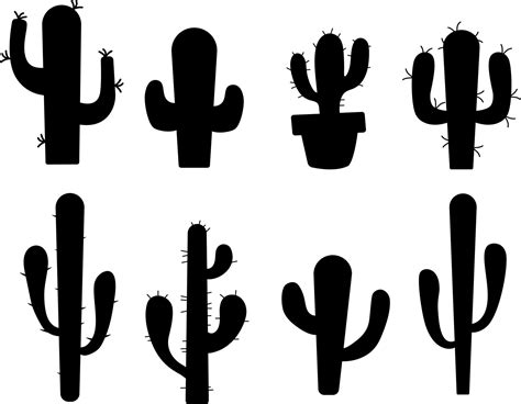 cacti silhouettes, desert plants collection. simple style isolated illustration. 20340528 Vector ...