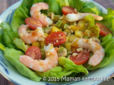 Salade exotique crevettes mangue et avocat Maman Tambouille