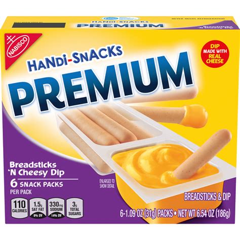 Nabisco Handi-Snacks Premium Snack Packs Breadsticks 'N Cheesy Dip - 6 ...