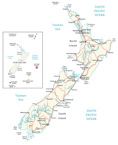 Map of New Zealand - Cities and Roads - GIS Geography