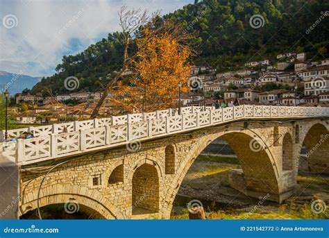 BERAT, ALBANIA: Stone Bridge Over Osum River at Berat on Albania. Stock ...