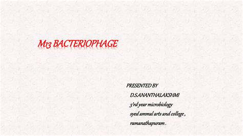 M13 Phage Genome Sequencing | PPT