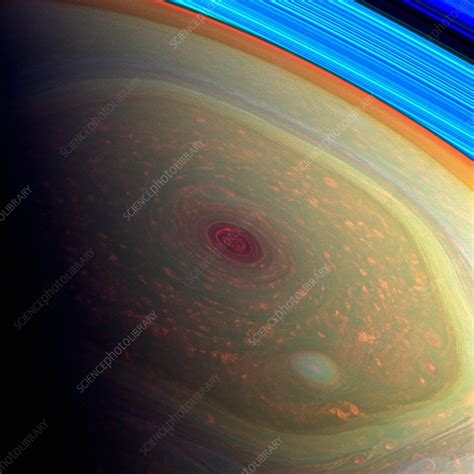 Saturn's north polar storm, Cassini image - Stock Image - C022/5299 ...