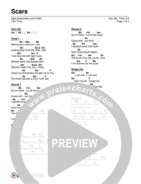 Scars Chords PDF (I Am They) - PraiseCharts