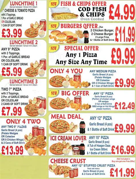 Menu at BIG BEN PIZZA fast food, London