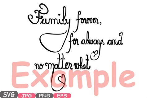 Family Forever SVG Word Art family quote clip art silhouette Family forever, for always and no ...