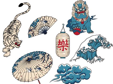 Japanese national symbols set | Free download