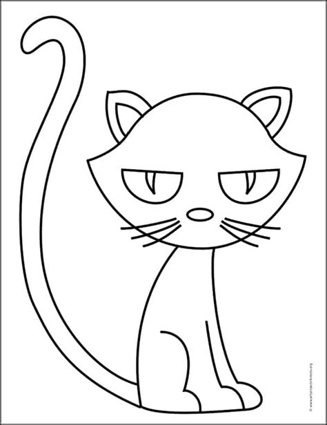 Easy How to Draw a Cartoon Cat Tutorial and Cat Coloring Pages