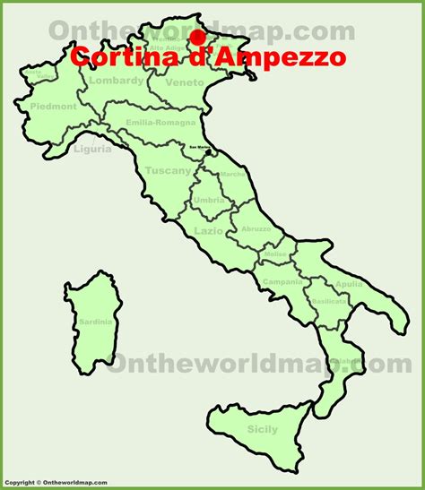 Cortina d'Ampezzo location on the Italy map - Ontheworldmap.com