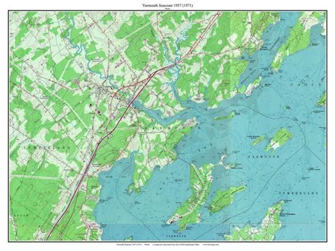 Yarmouth 1957 (1971) - Custom USGS Old Topo Map - Maine - OLD MAPS