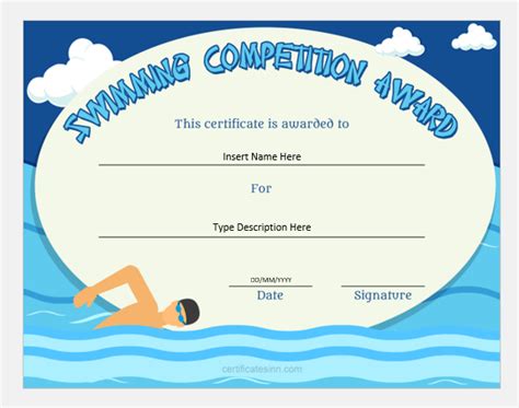 Free Swimming Certificate Templates For Word - FREE PRINTABLE TEMPLATES