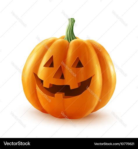 Realistic halloween pumpkin happy face Royalty Free Vector