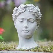 Greek Roman Style Female Statue Head Cement Planter Unique Planter Pot ...