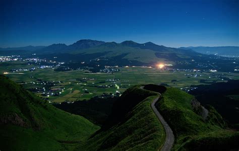 architecture, star, field, kumamoto, beauty in nature, scenics, outdoors, night, plant, aerial ...