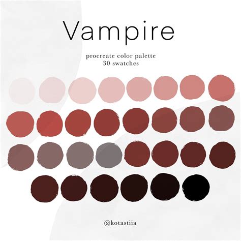 Vampire, Digital Color Palette for Procreate, Dark and Moody Set of Red Hues for Graphic Design ...