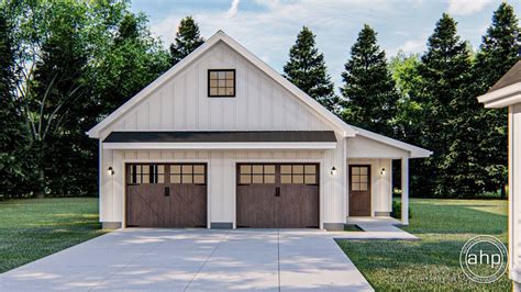 Modern Farmhouse Garage Plan | Adkins | カリフォルニアスタイル, ガレージ, 車庫