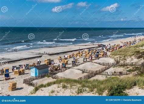 View from a Dune To the Beach with Beach Chairs on the German North Sea ...