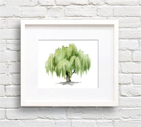 Watercolor Print Willow Tree Willow Tree Art Print Wall - Etsy