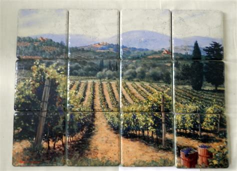 Tile art with Tuscan scenes-Tuscan Vines-Tile Mural | Tile murals, Mural, Tuscan landscaping