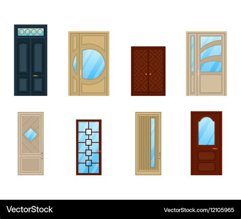 Set of doors with glass or windows design Vector Image