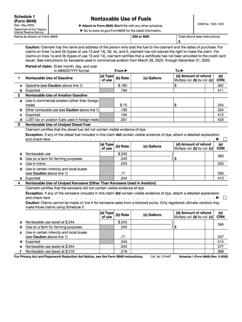 Irs Schedule 1 Form 8849 - Fill Online, Printable, Fillable, Blank ...