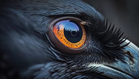 Premium AI Image | Closeup of raven eye Macro of bird eye Generative AI