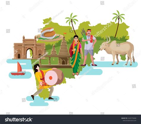 Maharashtra Culture Map Vector Illustration Stock Vector (Royalty Free) 1620776068 | Shutterstock