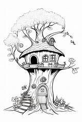 Fairy Tree House Coloring Pages  Creativitycolorcom sketch template