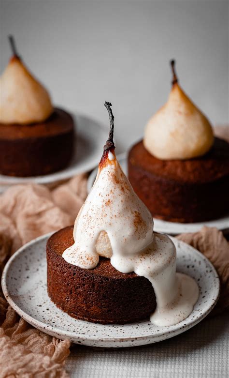 Poached Pear Cardamom Cakes - Two Cups Flour