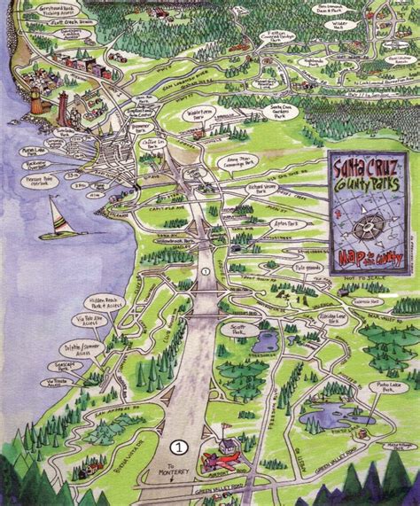 Santa Cruz parks map | Santa cruz, Travel illustration, Pictorial maps