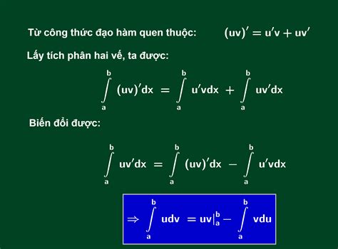 Công thức tích phân từng phần lớp 12