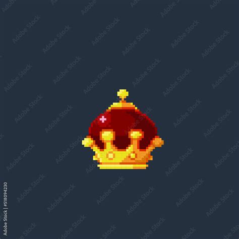 golden luxury crown in pixel art style Stock Vector | Adobe Stock