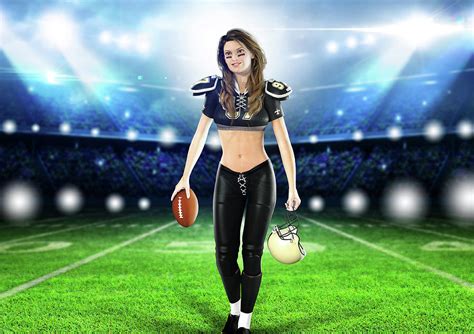 American football female player walking on the field Digital Art by ...