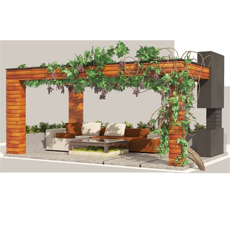 Grape Vine Pergola with furniture 3D model | CGTrader