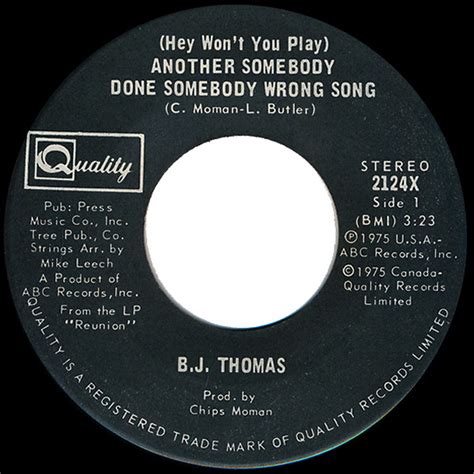 B.J. Thomas - (Hey Won't You Play) Another Somebody Done Somebody Wrong Song (1975, Vinyl) | Discogs