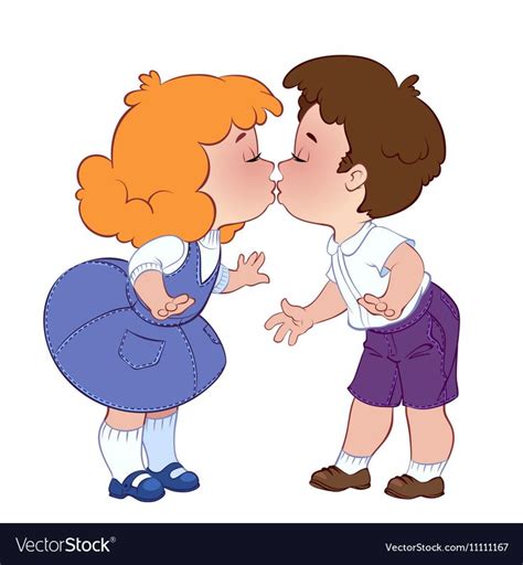 Two kissing children on white background vector image on VectorStock | White background, Vector ...