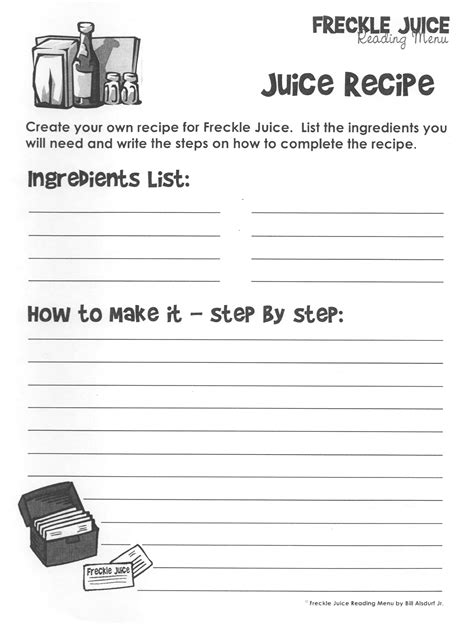 Freckle Juice Recipe Card | Freckle juice, First year teachers, Juicing ...