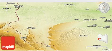 Physical Panoramic Map of Awbari (Ubari)