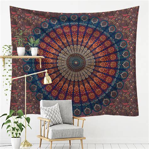 DODOING Indian Tapestry Hippie Bohemian Psychedelic Peacock Mandala ...