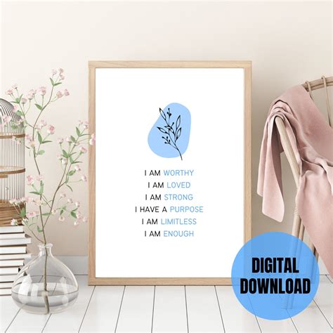 I Am Enough Self-love Positive Affirmation Printable Wall Art - Etsy