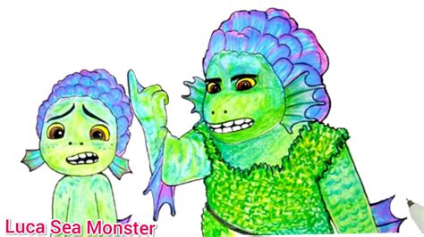 Luca Movie 2021| Luca Meets Sea Monster | How To Draw Luca Sea Monster from Luca Pixar