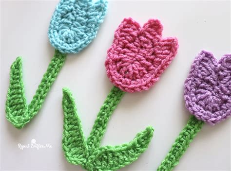 Crochet Tulip Applique - Repeat Crafter Me