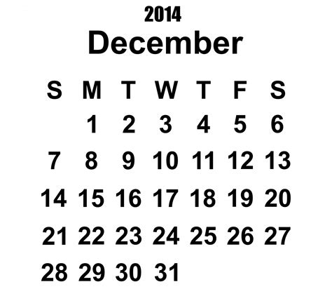 2014 Calendar December Template Free Stock Photo - Public Domain Pictures
