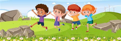 Clipart Animation Kids Playing Outside