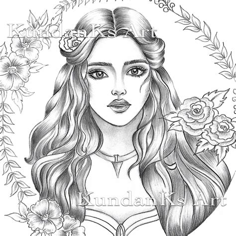 Adult Coloring Pages | Premium coloring pages | KundanksArt | Flower ...